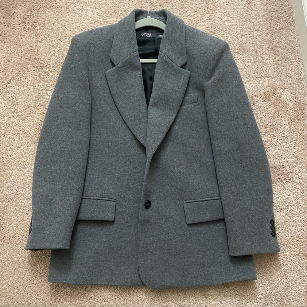 Zara Straight Blazer with Padded Shoulders